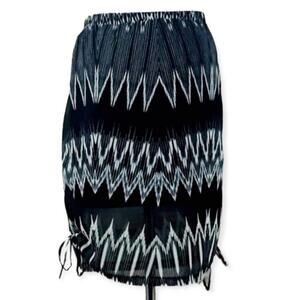 1.STATE Black Ikat Side Tie Black Drawstring Skirt Size SMALL High Waist Boho